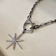 Love Lisa Matty North Star Necklace in gunmetal with CZ clasp