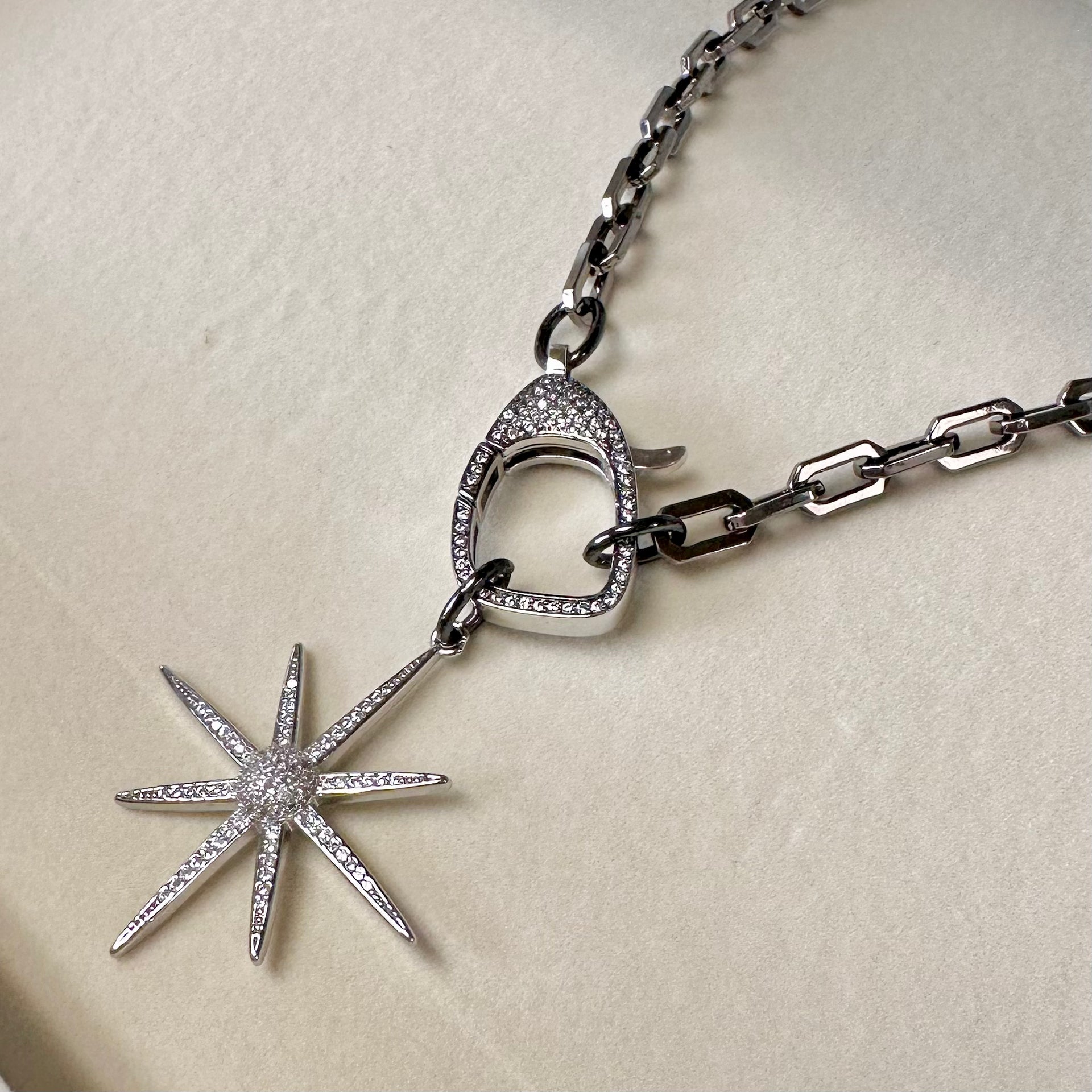 Love Lisa Matty North Star Necklace in gunmetal with CZ clasp