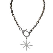 Love Lisa Matty North Star Necklace in gunmetal with CZ clasp