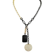 Love Lisa maxine ah mazing dog tag disc necklace gold black statement pendant necklace 16 inch lobster clasp
