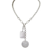 maxine ah mazing dog tag disc necklace silver pendant necklace 16 inch lobster clasp edgy layered jewelry