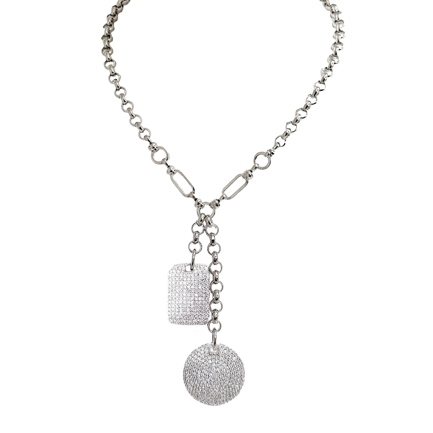 maxine ah mazing dog tag disc necklace silver pendant necklace 16 inch lobster clasp edgy layered jewelry