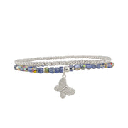 Love Lisa Meagan Butterfly Anklet Set in blue and silver tone with dainty charm
