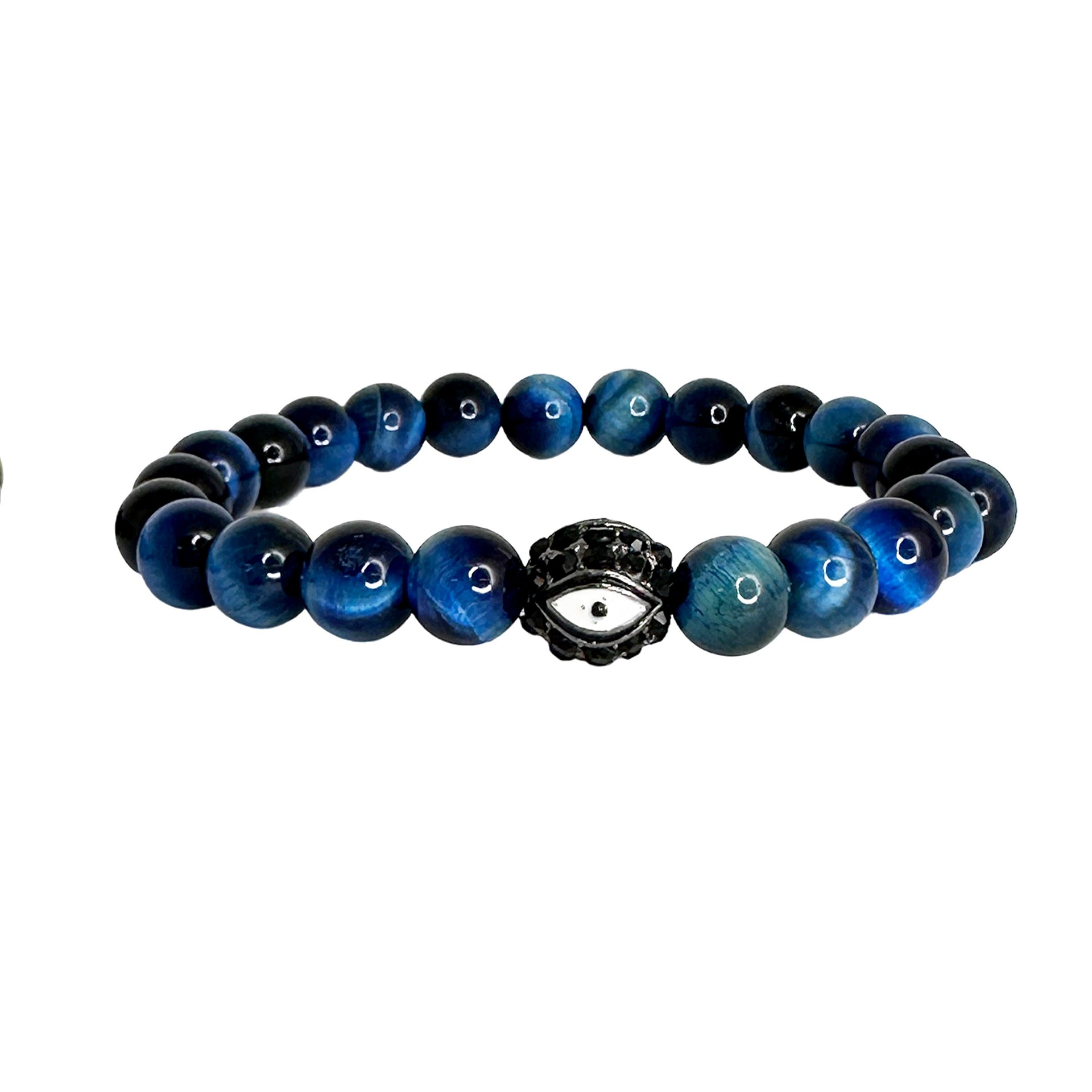 Love Lisa Men’s Protection Bracelet blue tiger eye gemstone beads