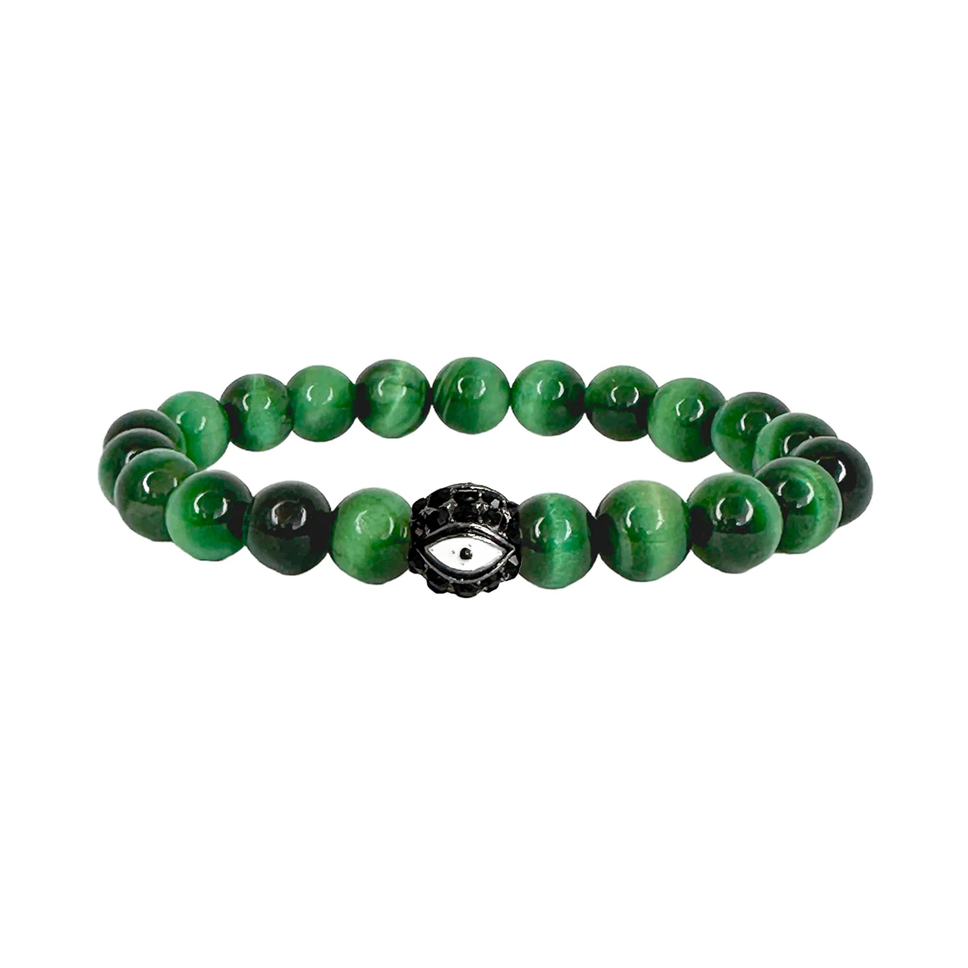 Love Lisa Men’s Protection Bracelet green tiger eye gemstone beads