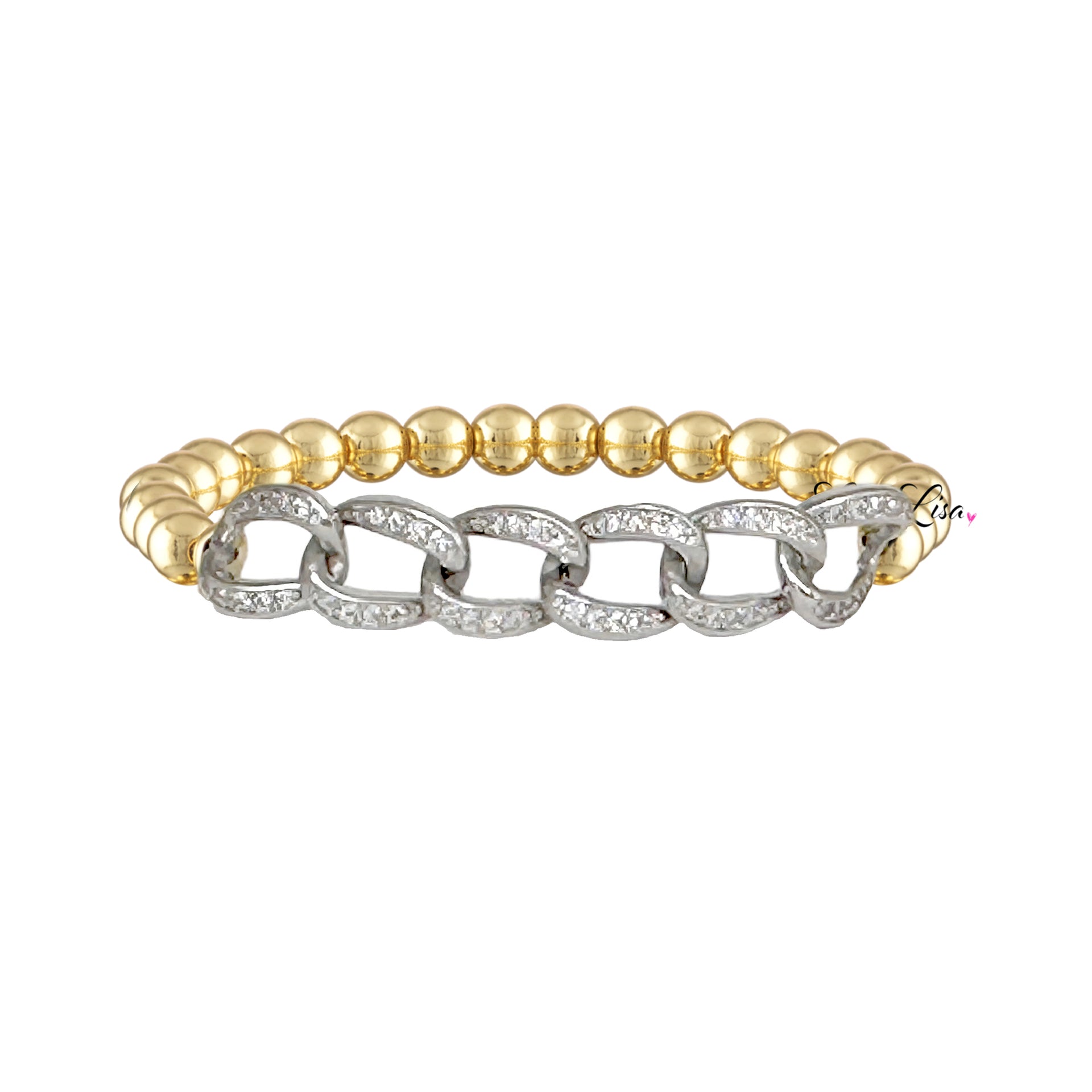Love Lisa Mia Diamond Link Bracelet gold silver crystal link beaded bracelet shine detail
