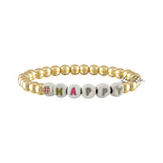 Love Lisa Mia Personalized Enamel Letter Bead Bracelet gold beaded custom name jewelry