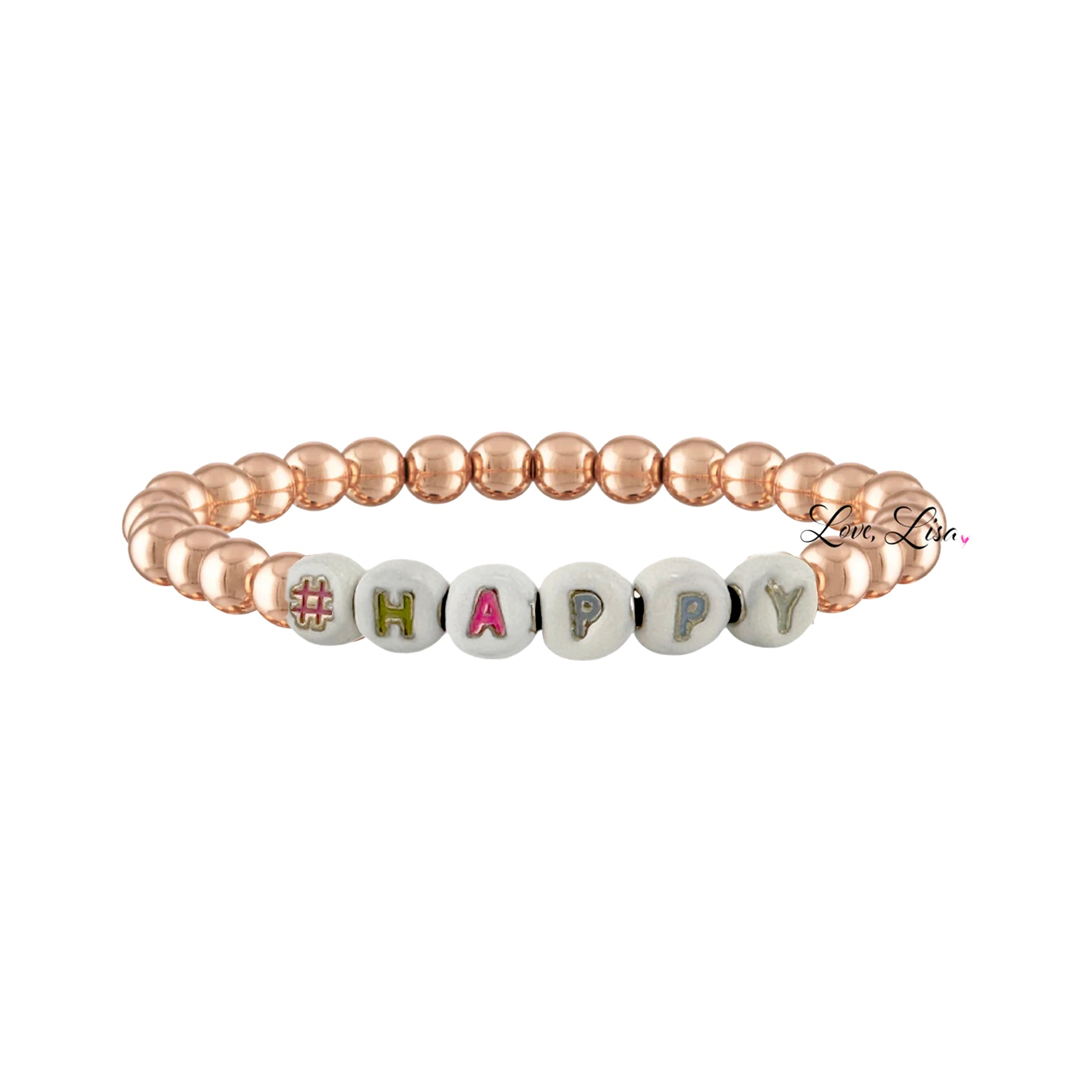 Love Lisa Mia Personalized Enamel Letter Bead Bracelet rose gold custom enamel letter jewelry