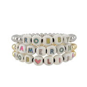 Love Lisa Mia Personalized Enamel Letter Bead Bracelet silver custom name beads stack