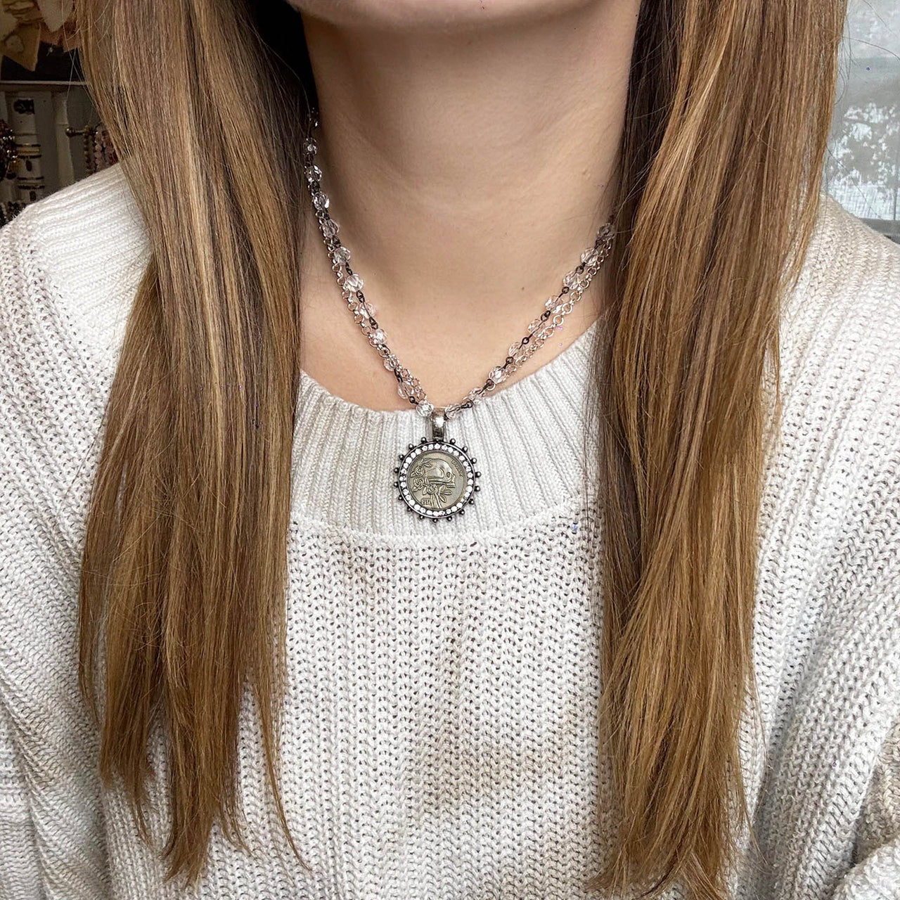 Midnight Luxe Skull Coin Necklace