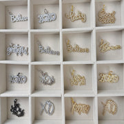 Love Lisa Milania Empowered Words Pave Charms silver word charms display