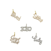 Word Charm Micro Pave Gold & Silver