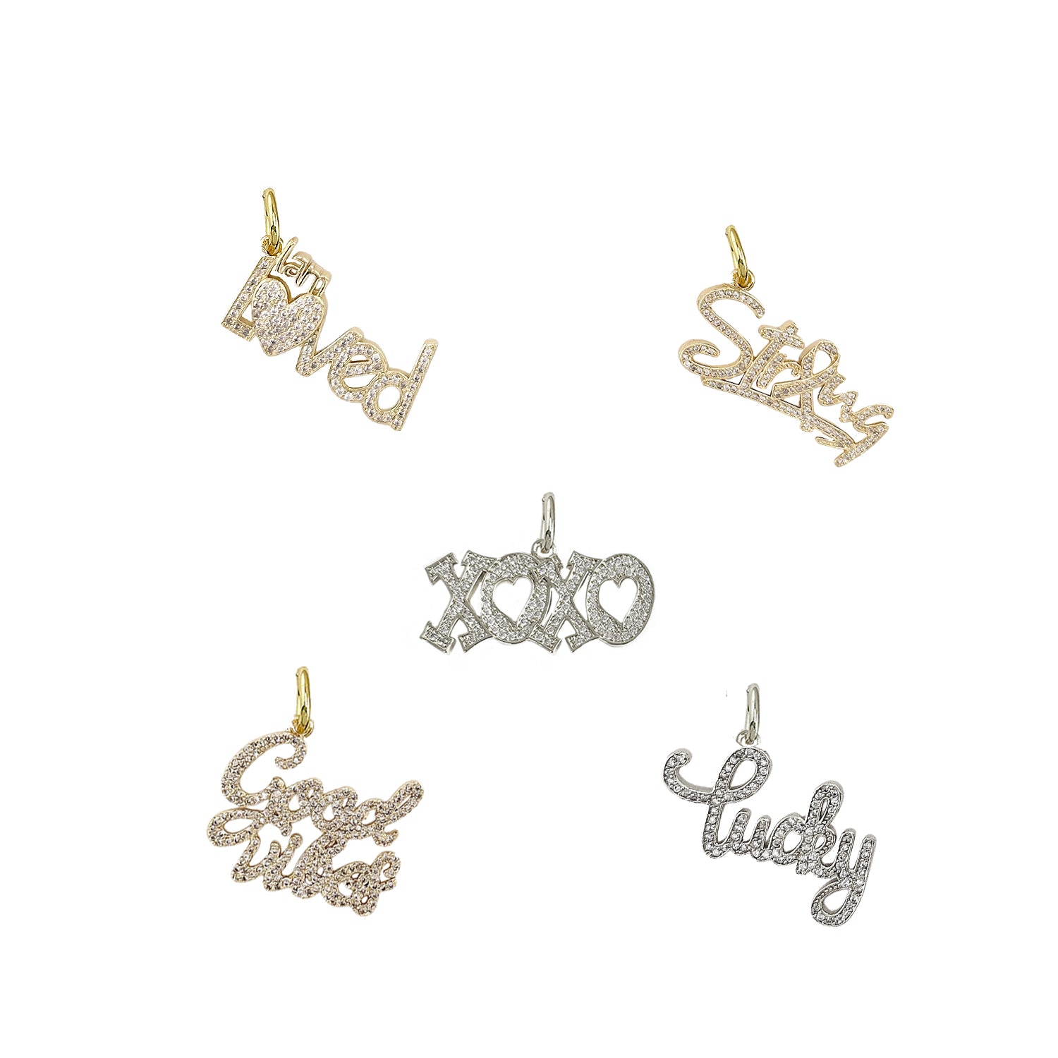 Word Charm Micro Pave Gold & Silver