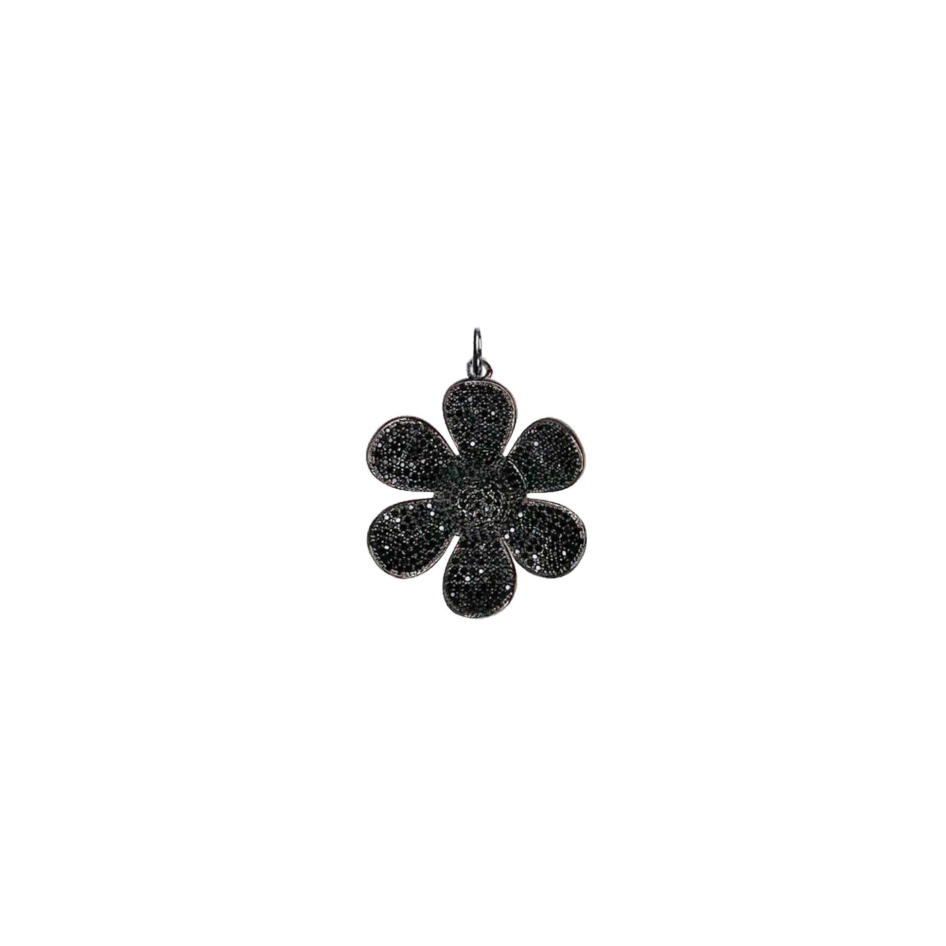 black diamond flower charm for necklaces floral jewelry