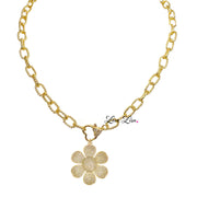 gold flower charm necklace floral pendant jewelry