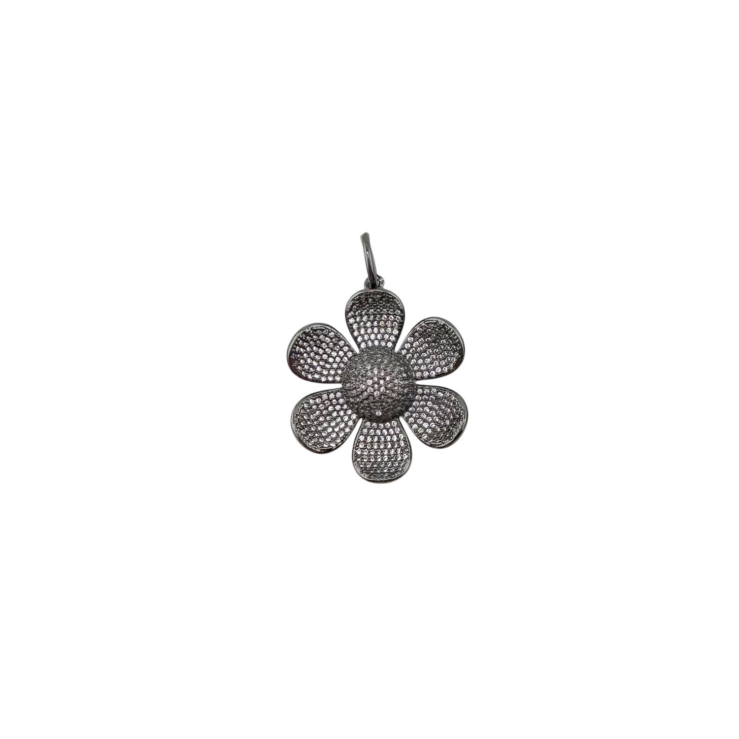 gunmetal flower charm for necklaces floral pendant jewelry