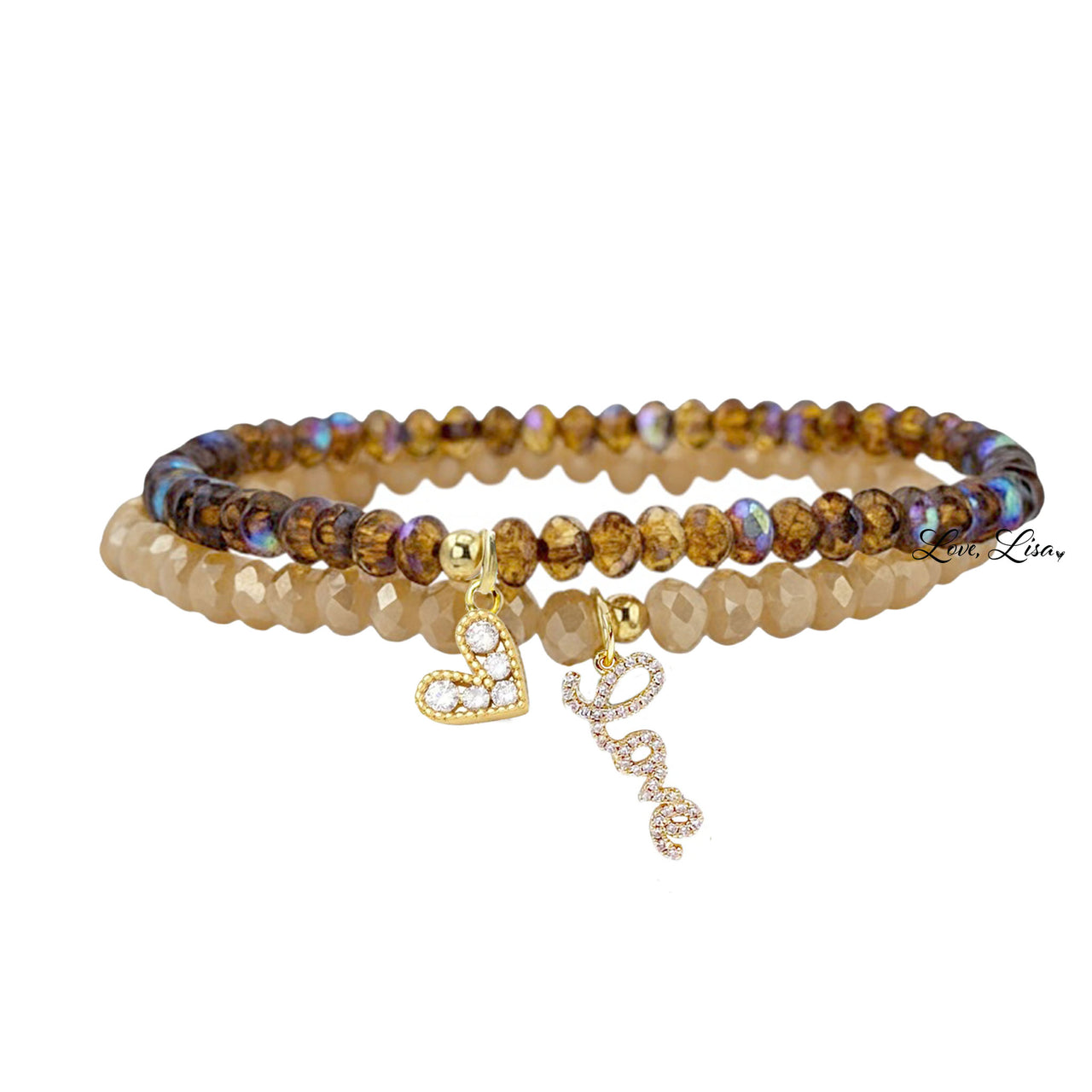 Miranda Heart Love ankle bracelet set beige beaded anklets layered summer ankle jewelry