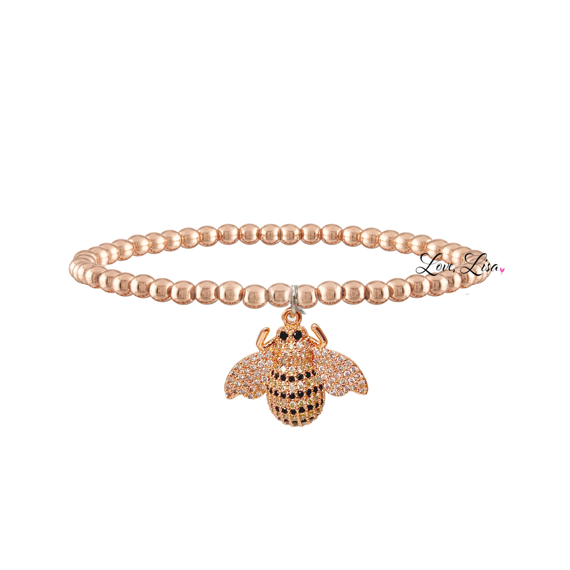 molly bee bracelet rose gold beads with bee charm love lisa