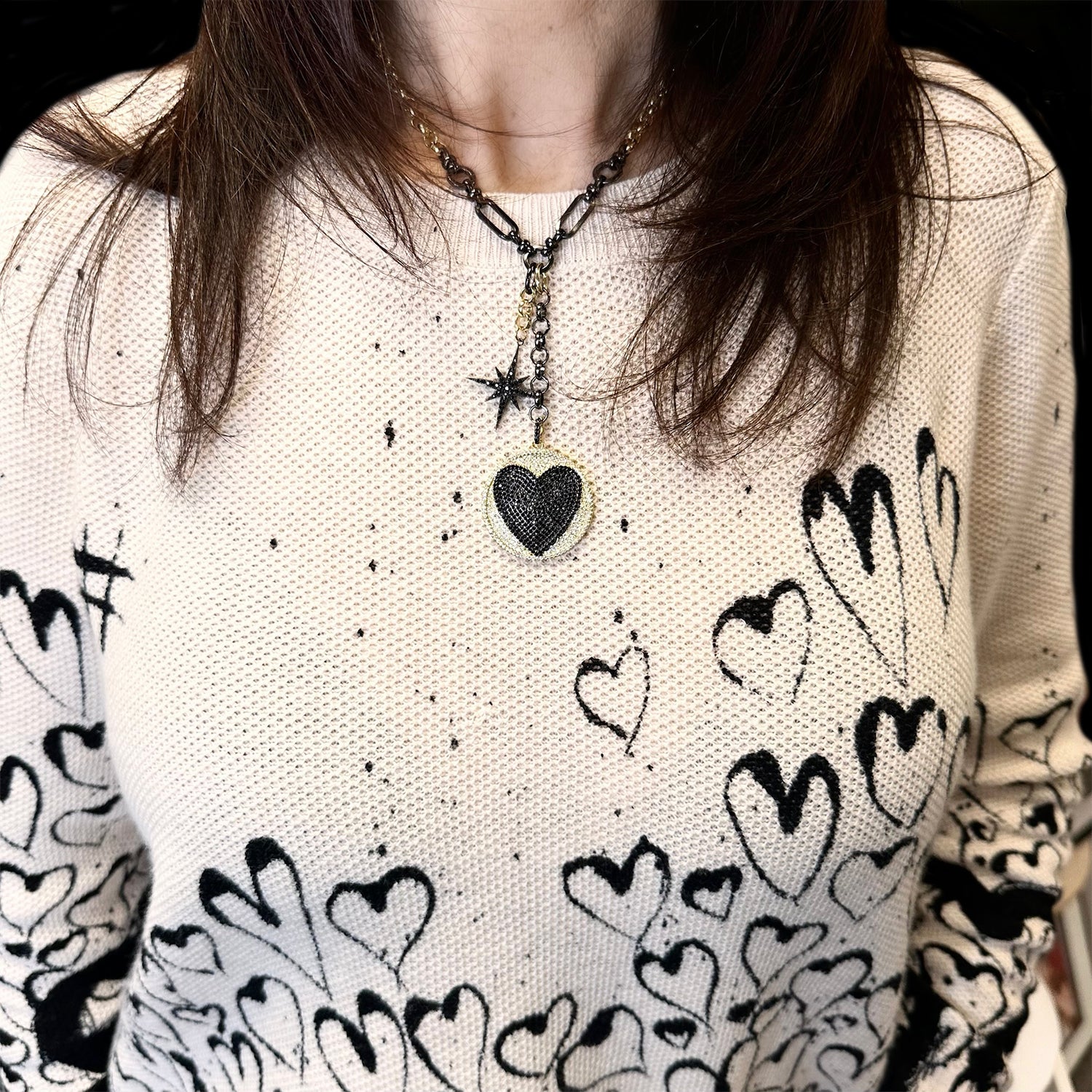 Love Lisa Molly Lariat Necklace Heart Starburst Gold