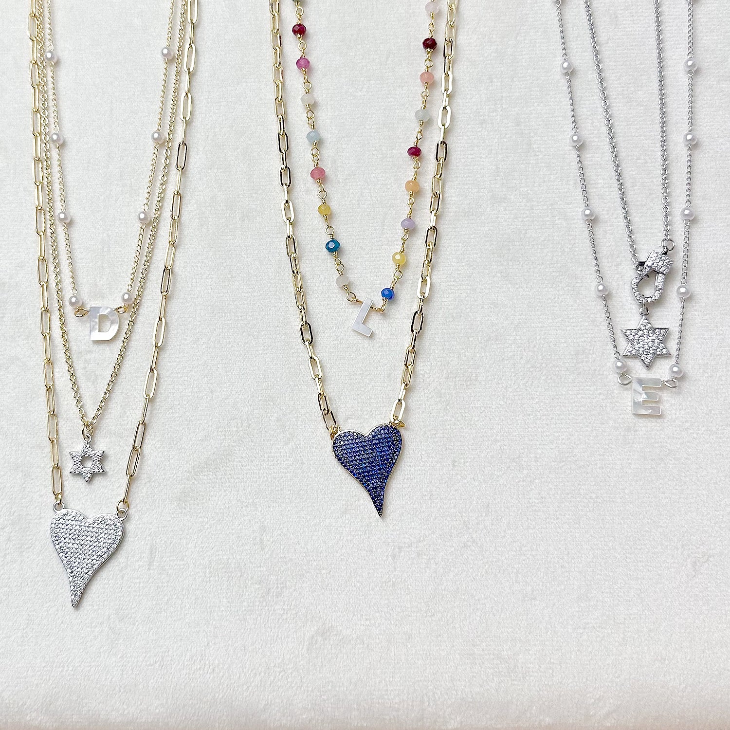 Love Lisa Molly Pearl Initial Necklace Layered Styling