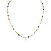 Love Lisa Molly Pearl Initial Personalized Necklace Rainbow
