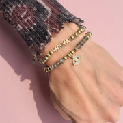mom crystal evil eye bracelet set gold love lisa stacked bracelet worn on wrist