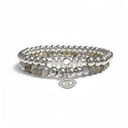 mom crystal evil eye bracelet set silver love lisa beaded bracelet