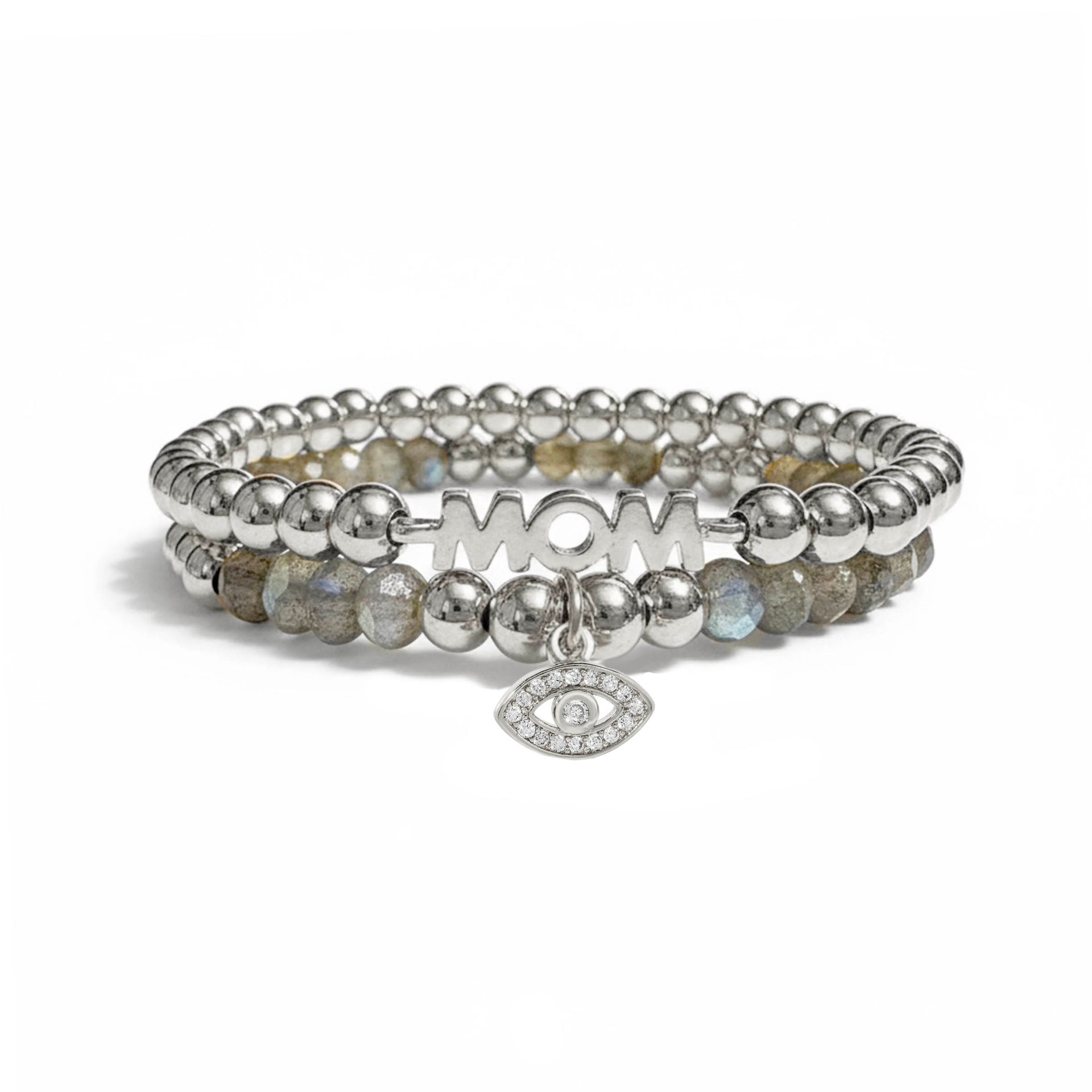 mom crystal evil eye bracelet set silver love lisa beaded bracelet