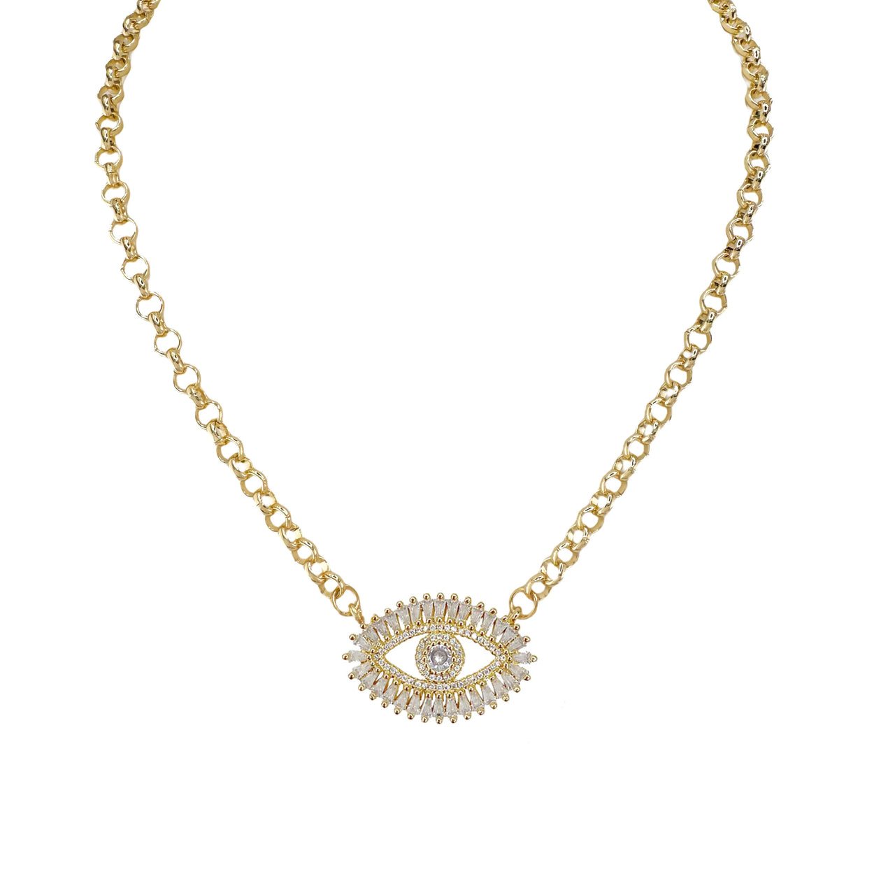Love Lisa gold evil eye delicate necklace with crystal pendant protective jewelry