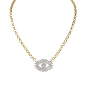 gold and silver evil eye necklace crystal pendant everyday layered jewelry