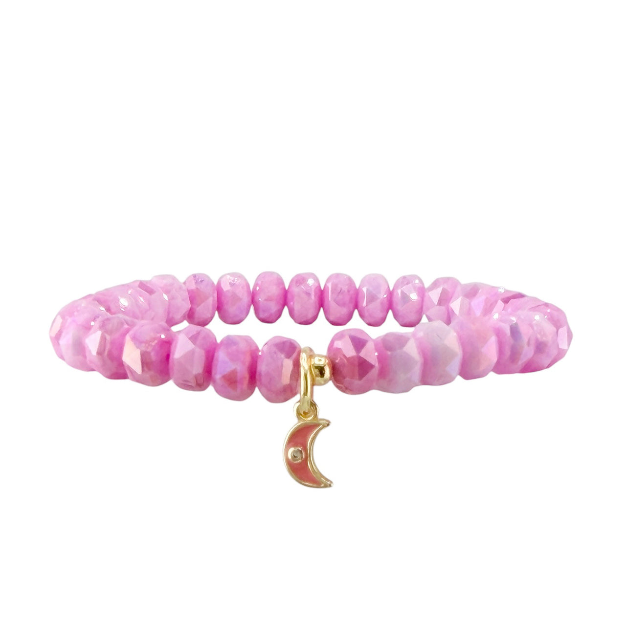 Luna Luxe Moon Charm Crystal Beaded Bracelet
