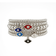 Love Lisa mini evil eye bracelet stack silver beaded bracelets with symbolic eye charms