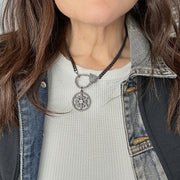 love lisa model wearing natalie eclipse bloom charm gunmetal floral pave pendant