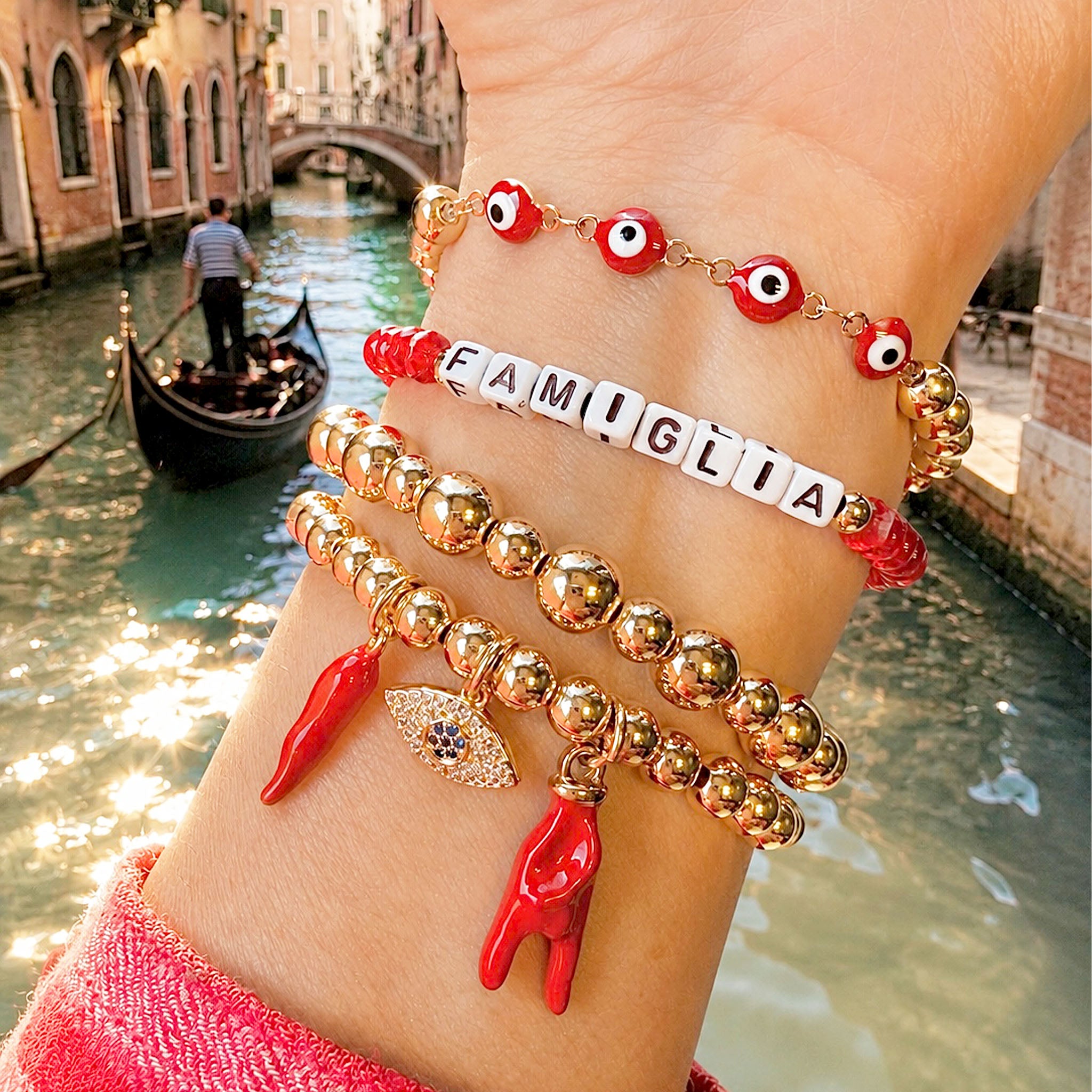 Nicoletta Italian Horn Evil Eye Bracelet