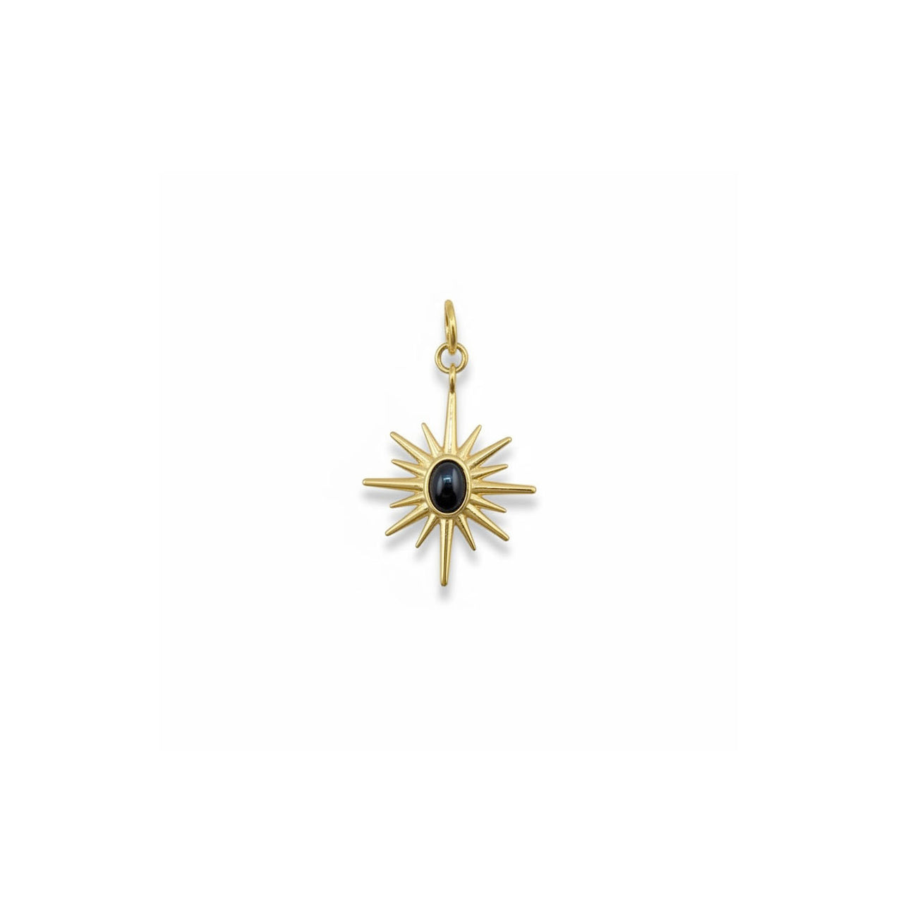 north star direction charm gold black starburst with crystal center