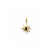 north star direction charm gold black starburst with crystal center