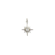 north star direction charm silver starburst with crystal center