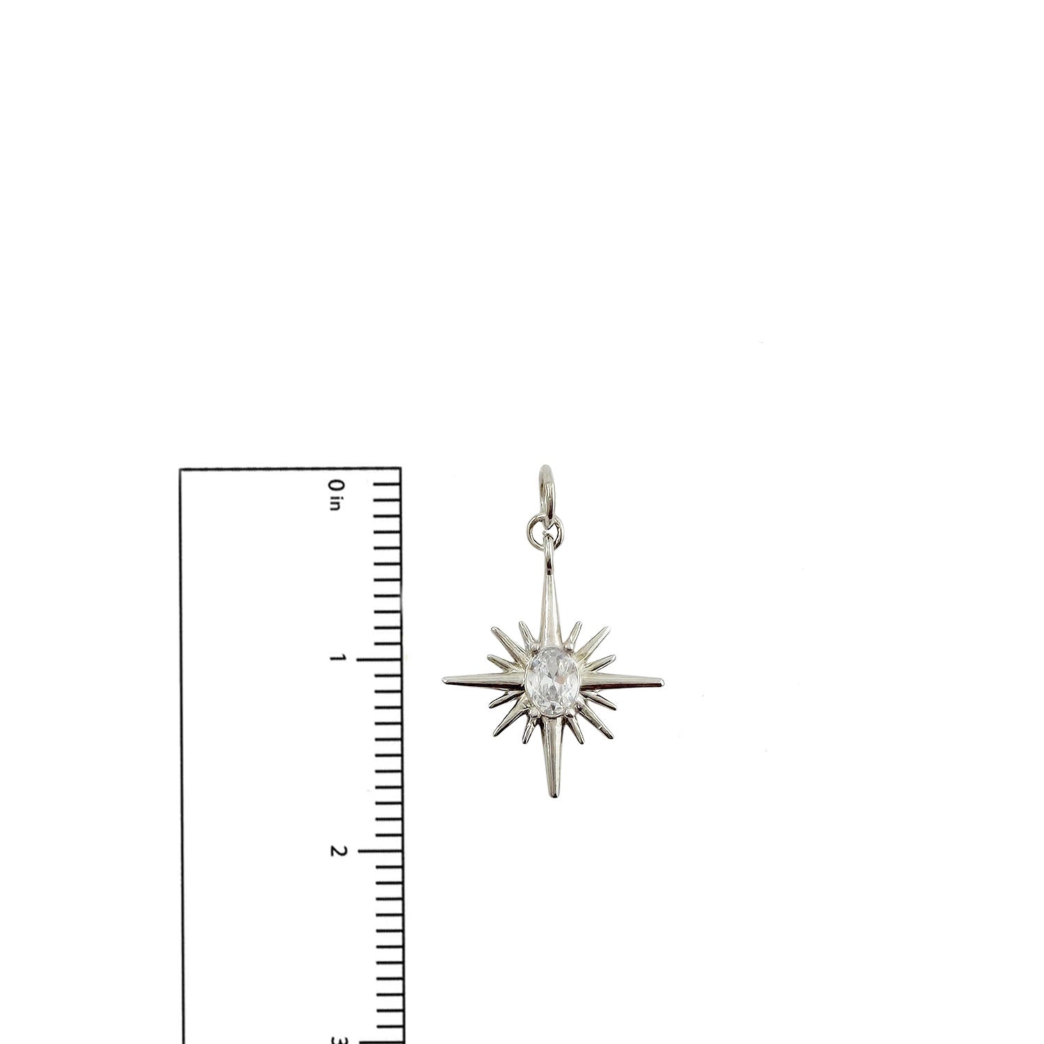 north star direction charm size reference starburst with crystal detail