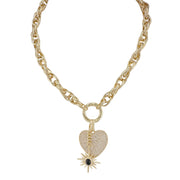 North Star Heart Link Necklace Gold Love Lisa starburst heart jewelry