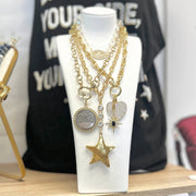 Love Lisa North Star Heart Link Necklace displayed gold and silver chain