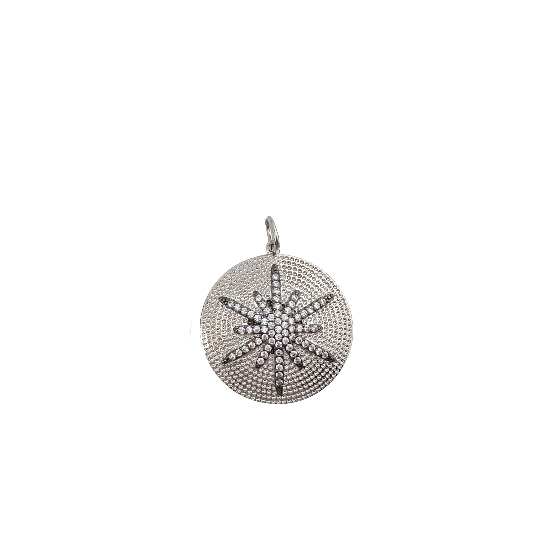 Silver Nova Luxe Round Pendant with crystal North Star center