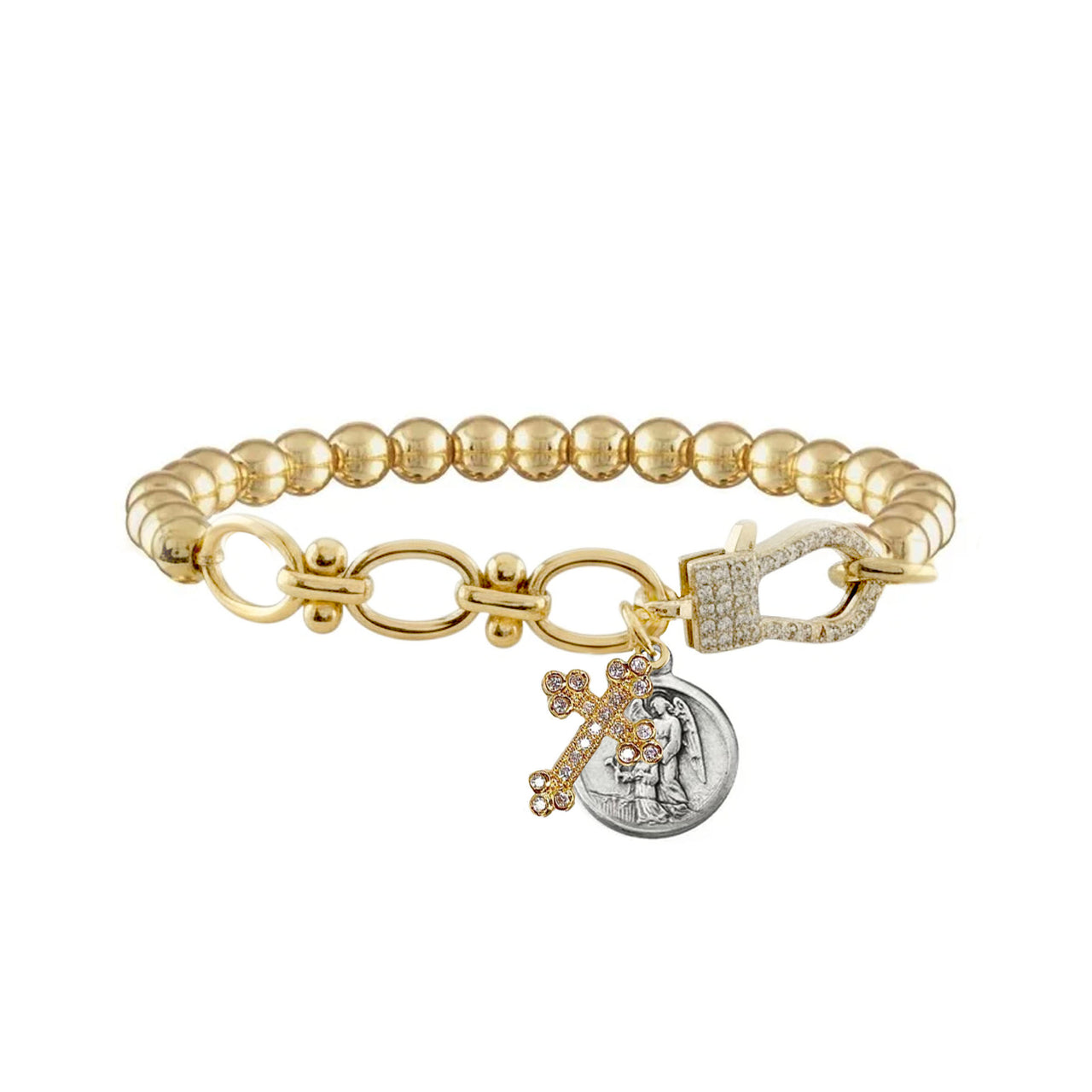 nova sacred link stretch bracelet gold guardian angel charm bracelet