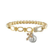 nova sacred link stretch bracelet gold miraculous mary charm bracelet