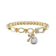 nova sacred link stretch bracelet gold padre pio charm bracelet