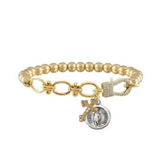 nova sacred link stretch bracelet gold st michael charm bracelet