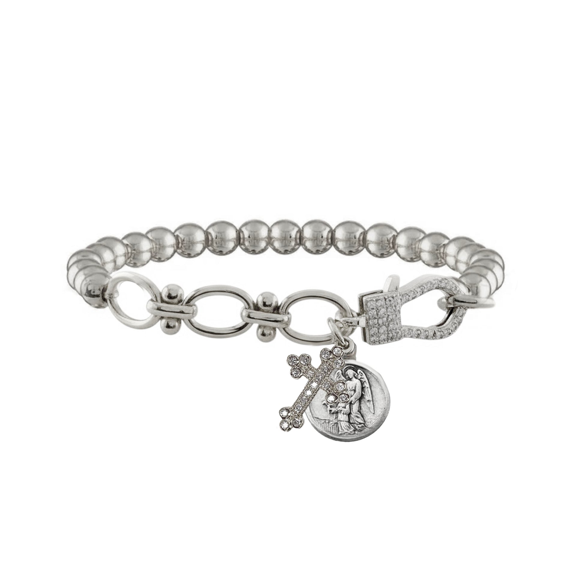 nova sacred link stretch bracelet silver guardian angel charm bracelet
