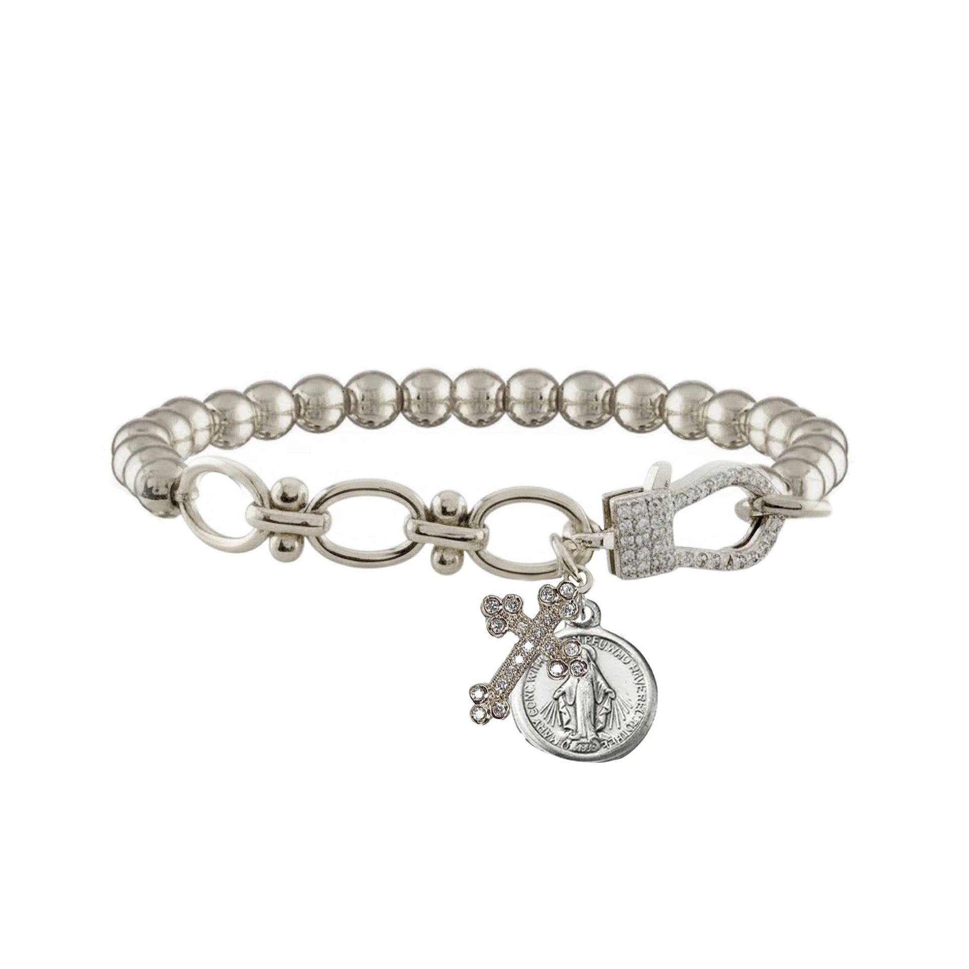 nova sacred link stretch bracelet silver miraculous mary charm bracelet