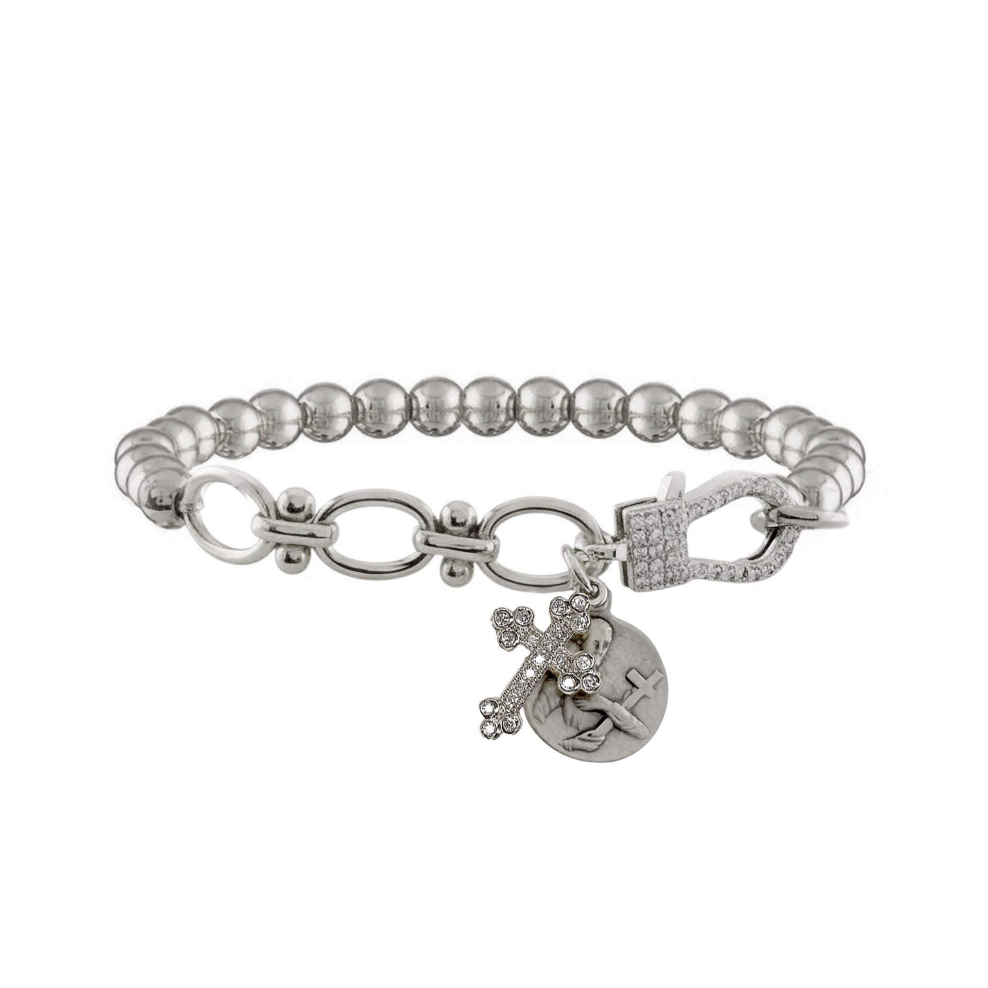 nova sacred link stretch bracelet silver st gerard charm bracelet