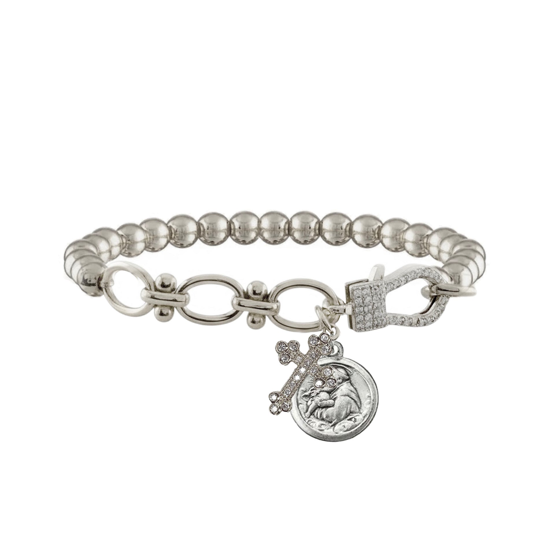 nova sacred link stretch bracelet silver st anthony charm bracelet