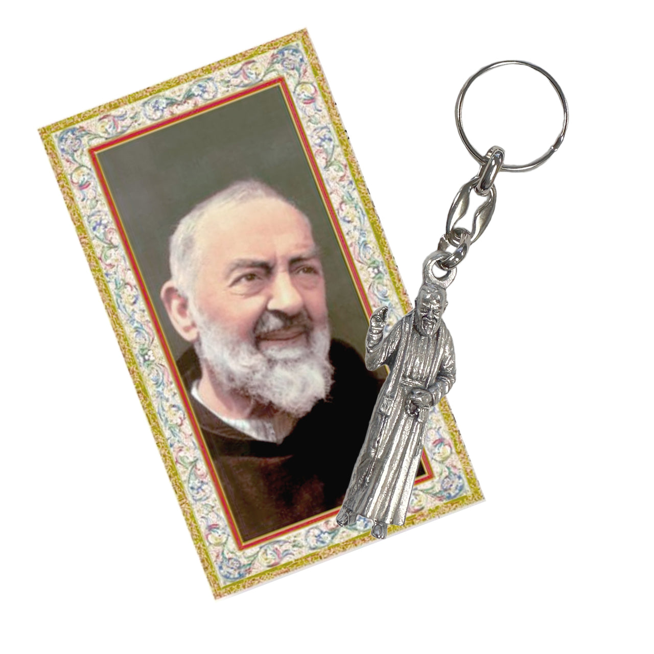 love lisa padre pio 3d healing keychain with prayer card saint padre pio religious gift